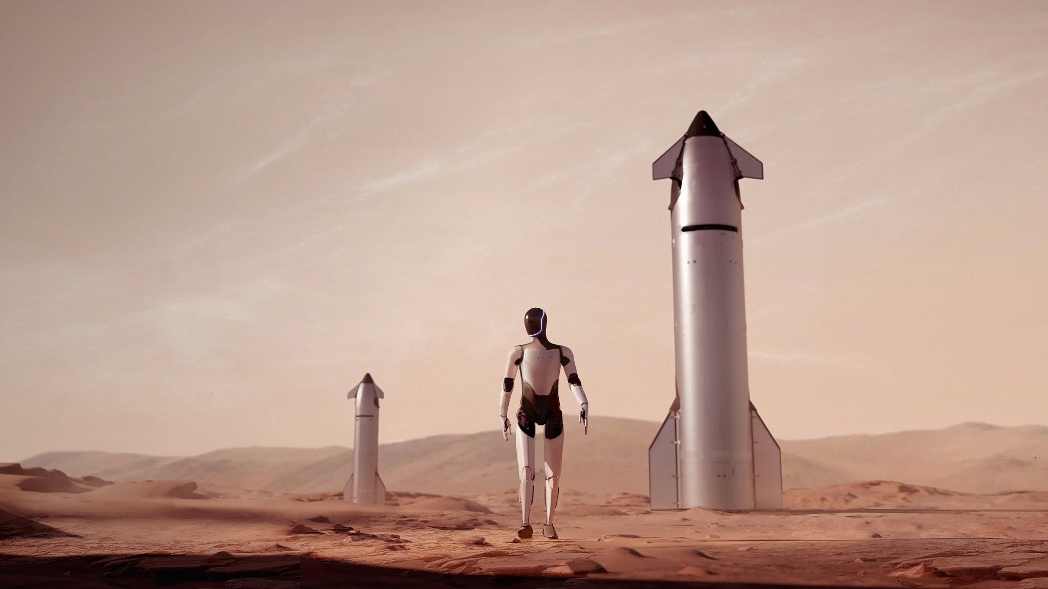 robot humanoide de Tesla en Marte